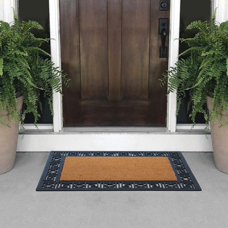 A1HC Rubber Coir Greek Key Border Tray Mat ,Outdoor Doormat 24" X 36"