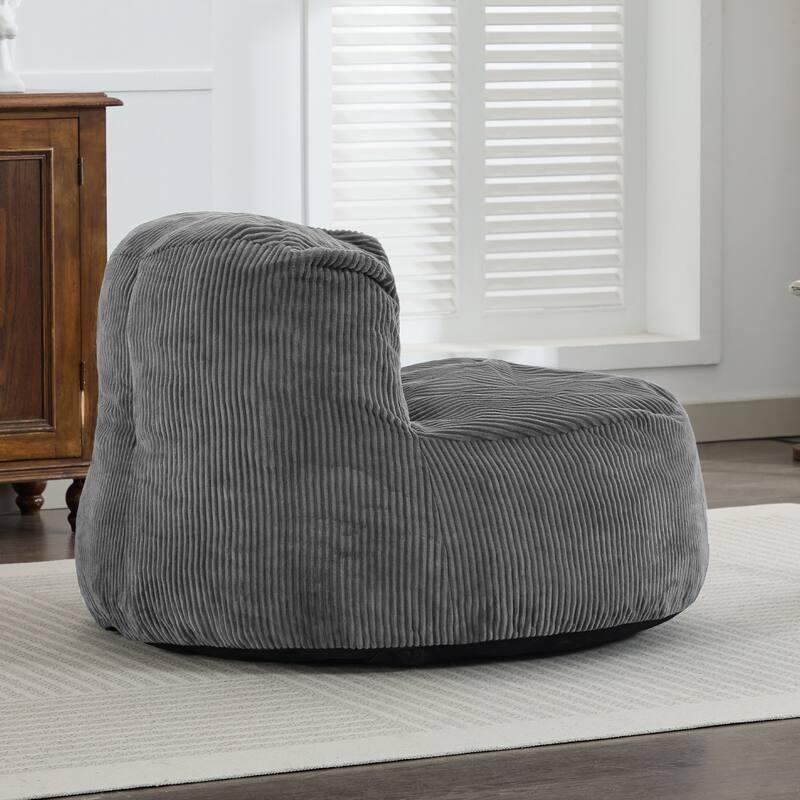 Corduroy Bean Bag Chair with Wide Backrest