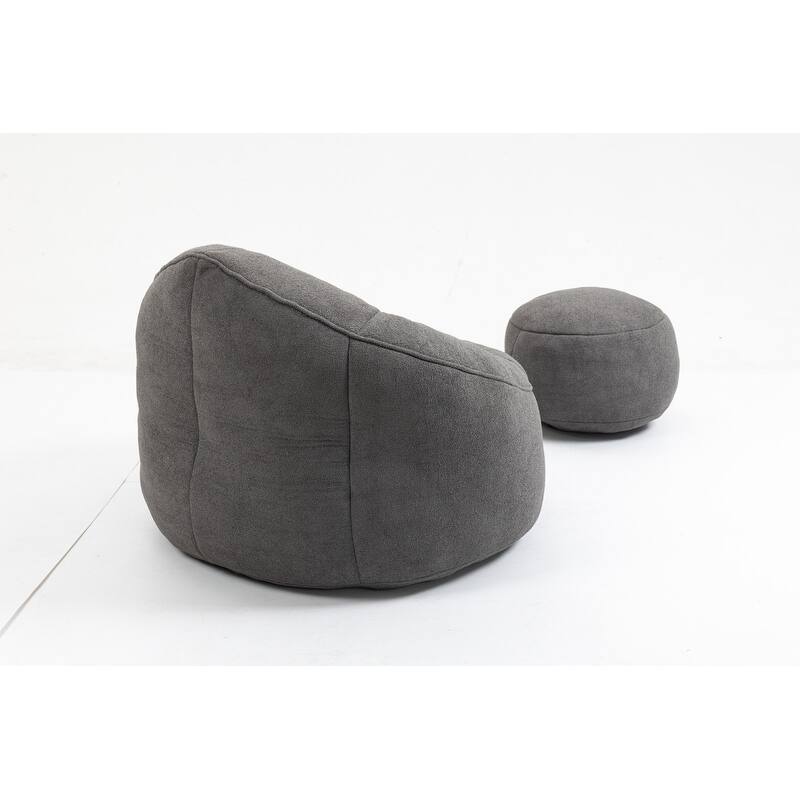 Bean Bag Chair w/Foot Stool in Multiple Colors, Giant Foam-Filled Furniture-Maximum Comfort Bean Bag