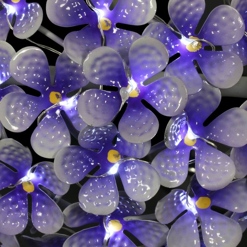 Exhart Solar Metal Hydrangea Garden Stake with Twenty Six LED lights, 7 by 21 Inches