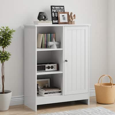 31.5" White Storage Cabinet - Adjustable Shelves & Doors