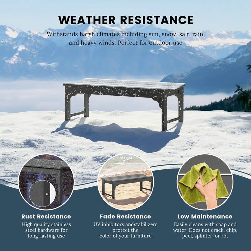 Polytrends Laguna Hdpe All Weather Outdoor Patio 48" Bench