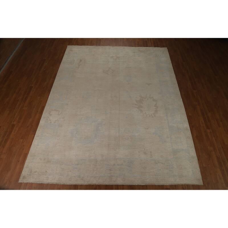 Vegetable Dye Oushak Turkish Area Rug Handmade Oriental Wool Carpet - 9'0"x 11'10"