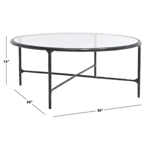 dimension image slide 1 of 5, SAFAVIEH Couture Jessa Round Metal Coffee Table - 36"W x 36"D x 15"H
