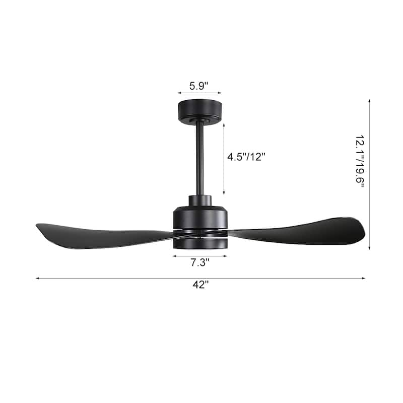 MLiAN 42 inch 3 ABS Blades Smart LED Ceiling Fan with Remote... - 42"