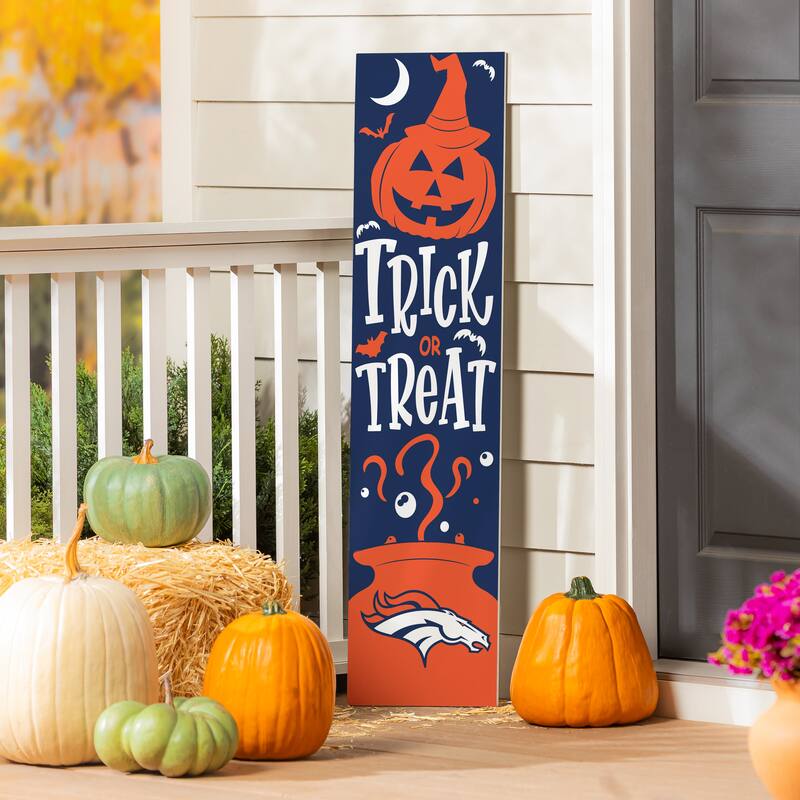 47" Double Sided Seasonal Porch Leaner, Denver Broncos - 47" x 11.25" - Halloween