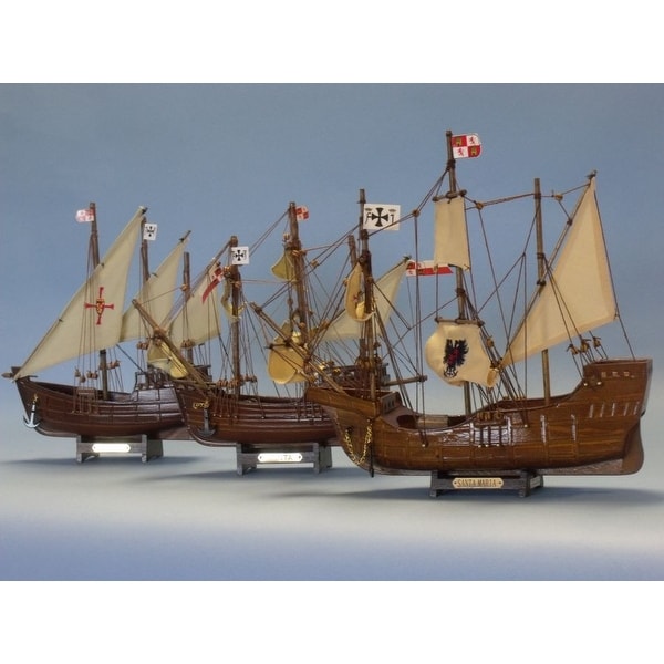 Wooden Santa Maria, Nina & Pinta Model Ship Set - 14