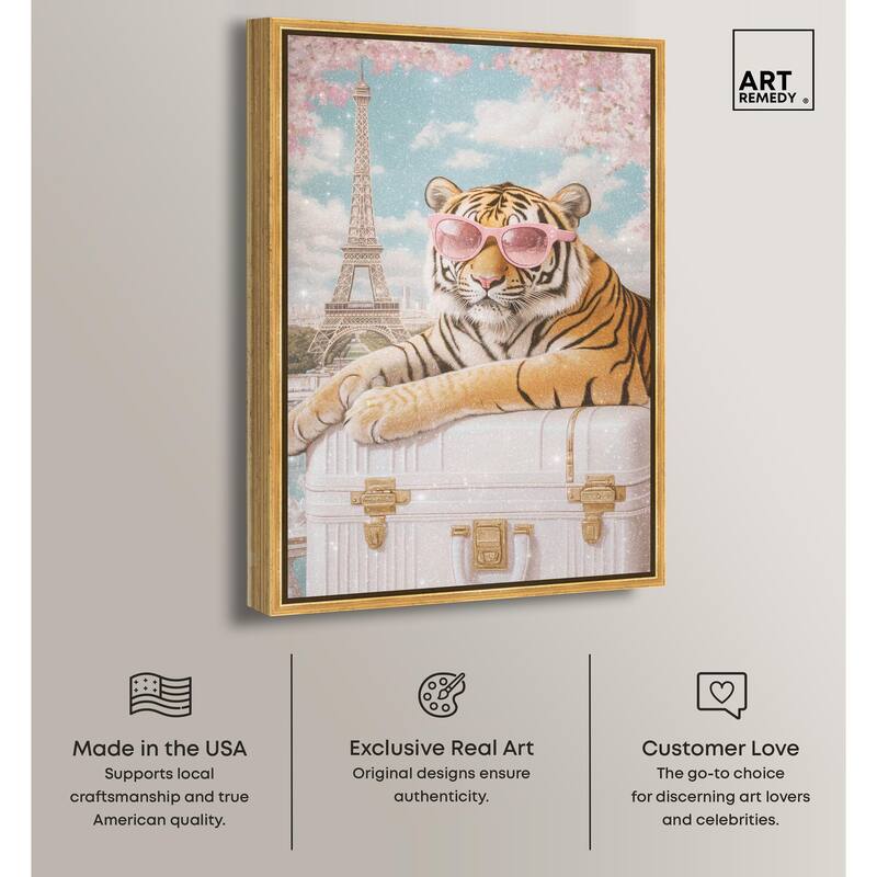 Tiger Luggage Paris Canvas by Art Remedy