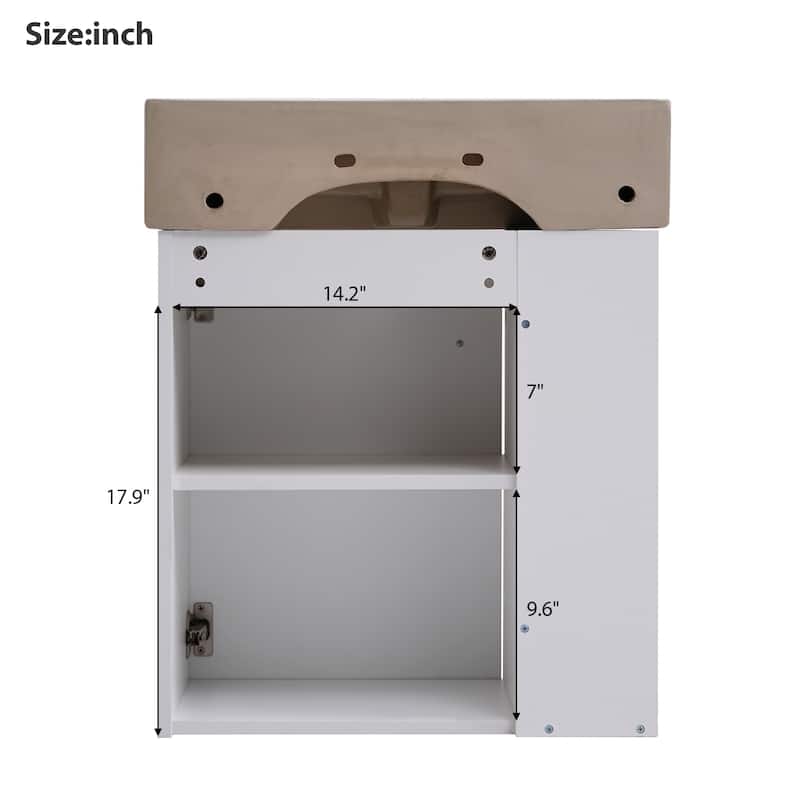 21.6" Floating Bathroom Vanity with Ceramic Sink and Side Open Storage