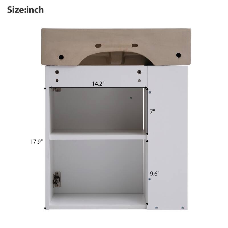 21.6" White Floating Bathroom Vanity - Space-Saving Wall-Mounted Sink Cabinet with Side Storage & Soft-Close Door