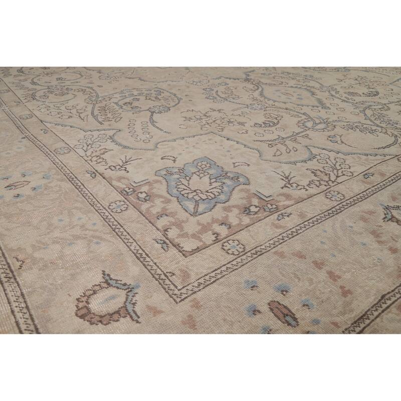 Traditional Floral Tabriz Persian Rug Hand-Knotted Wool Carpet - 9'4"x 13'1"