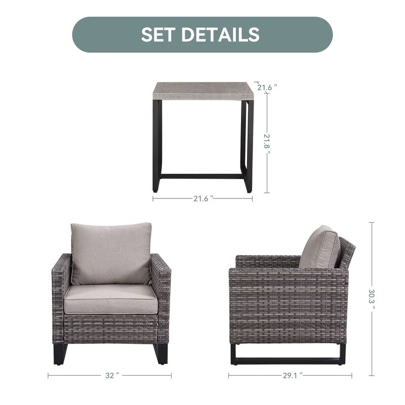 Gymojoy Outdoor PE Wicker Chairs with Table
