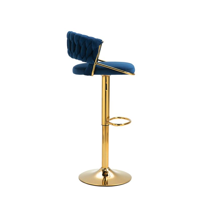 Modern Velvet Counter Bar Stools with Backs(Set of 2)