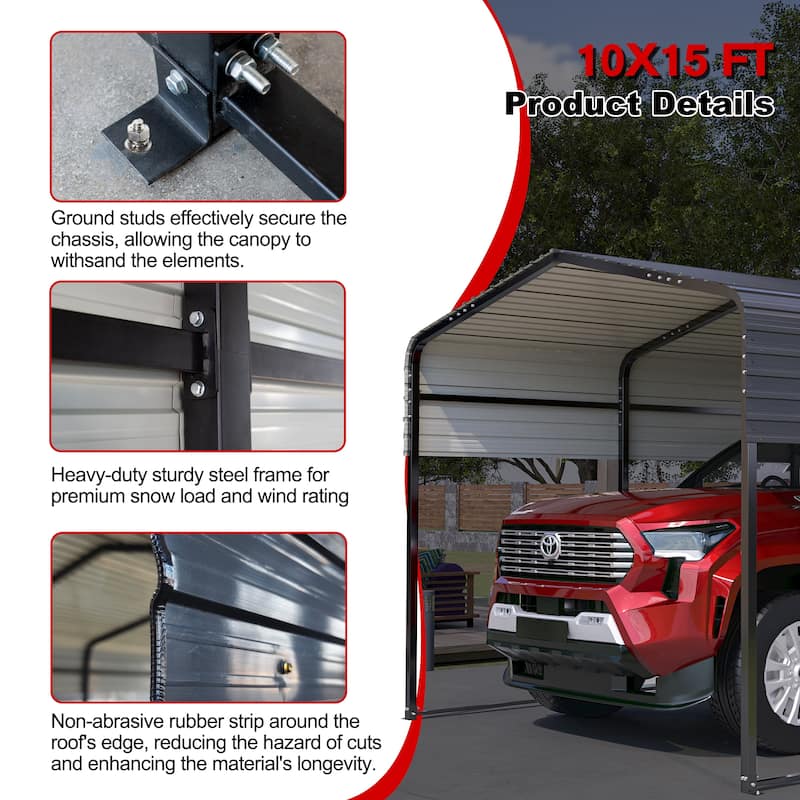 GDFStudio - Oliver Heavy Duty Outdoor Metal Carport with Waterproof Tarpaulin and Reinforced Base