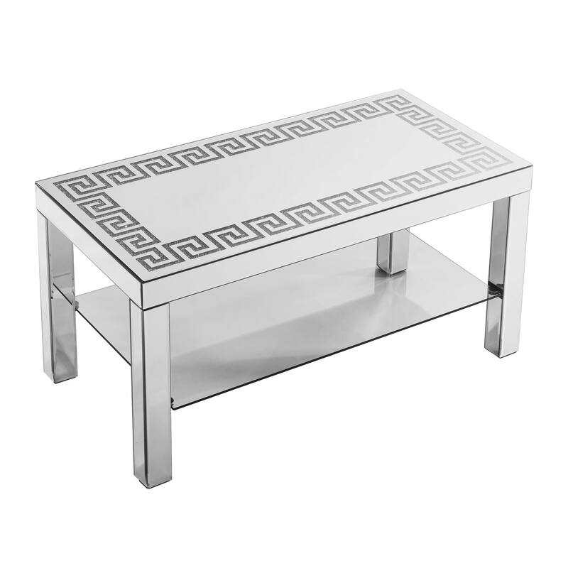 Curved Border Carved Mirror Coffee Table