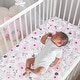 preview thumbnail 3 of 4, Bedtime Originals Blossom Pink/Gray Watercolor Floral Baby Fitted Mini Crib Sheet