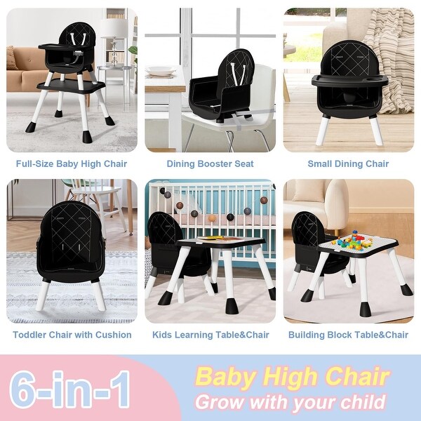 6 in 1 Baby High Chair, Convertible Highchair for Babies and