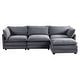 preview thumbnail 134 of 150, Corduroy Sectional Sofa with Removable Ottomans & Ultra-soft Cushions for Living Room & Bedroom 3 Seats with 1 Ottoman - Dark Gray