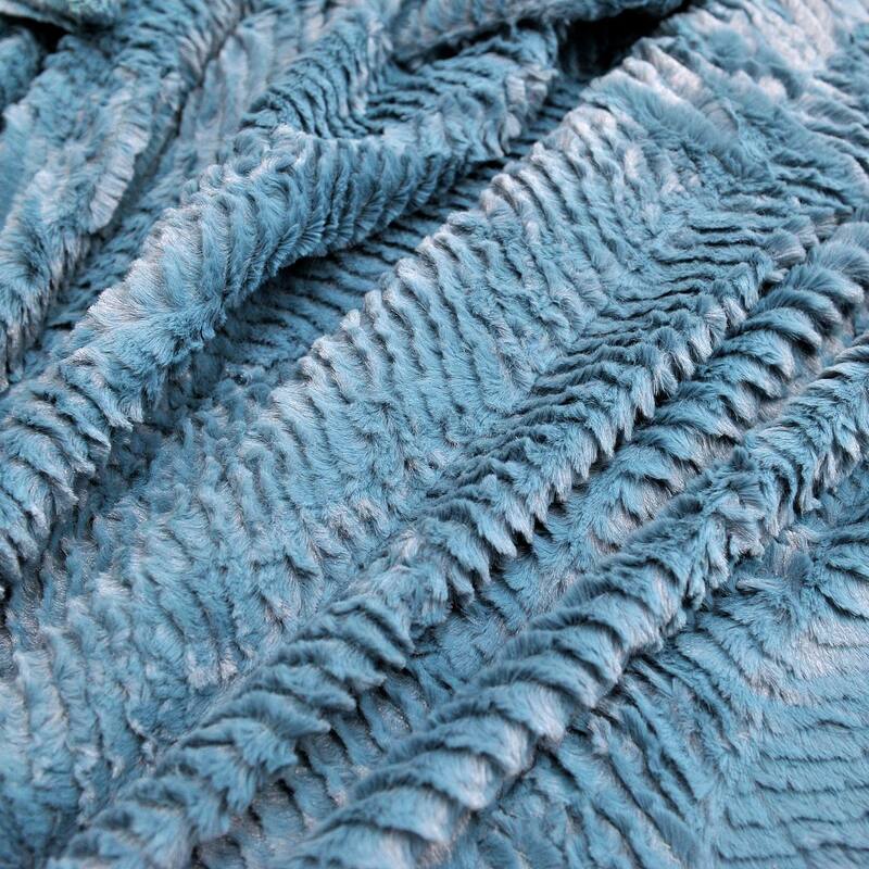 Herringbone FauxFur Sherpa Backing Brushed Throw