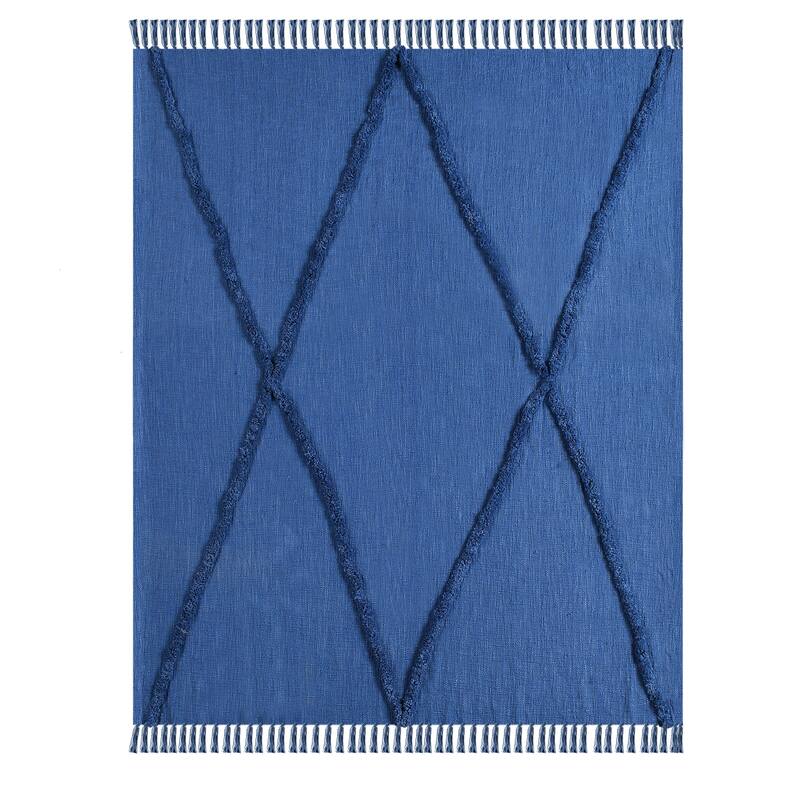 Sevita Handmade Tufted Diamonds Natural Cotton Throw Blanket