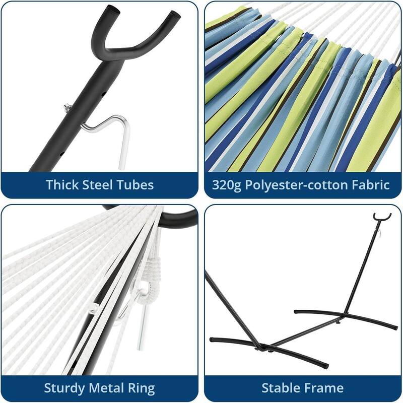Outdoor Portable Double Hammock for Outside Garden Backyard