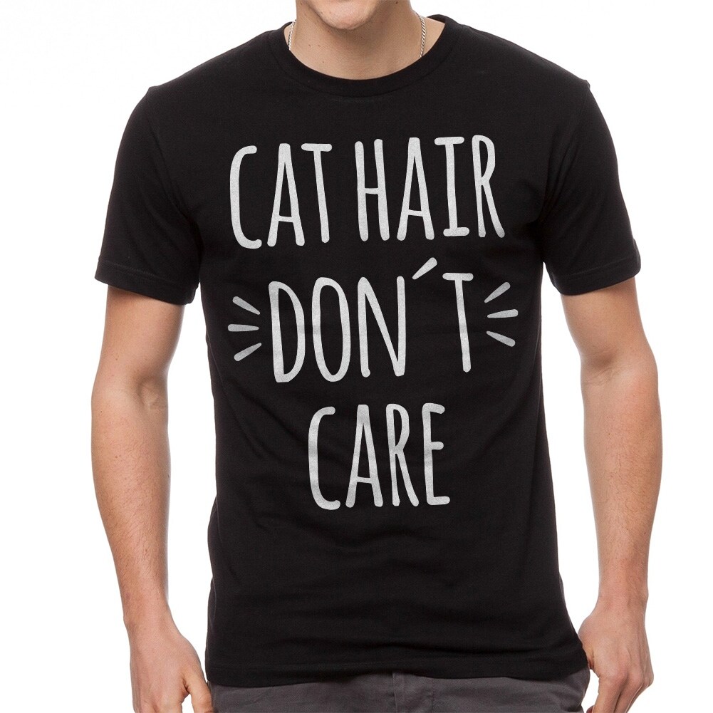 Shop Cat Hair Don T Care Cat Lovers Cool Men S Black T Shirt
