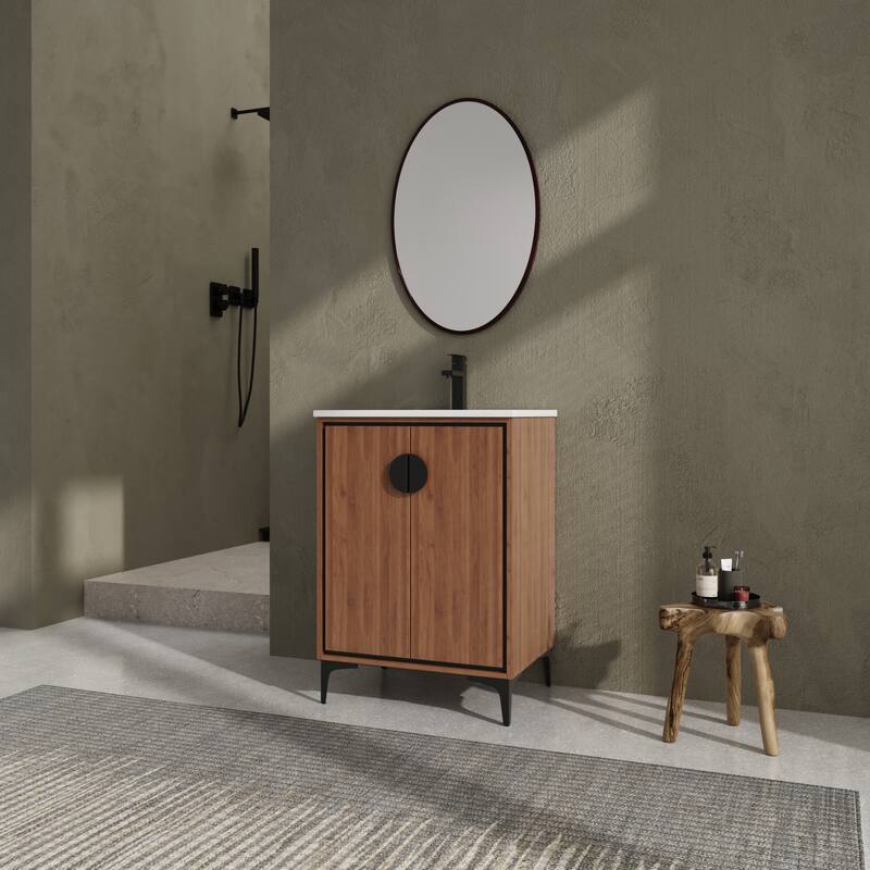 30-Inch Bathroom Vanity with Double Doors, Engineered Wood Cabinet, Floor-to-Ceiling Design, Ample Storage Space