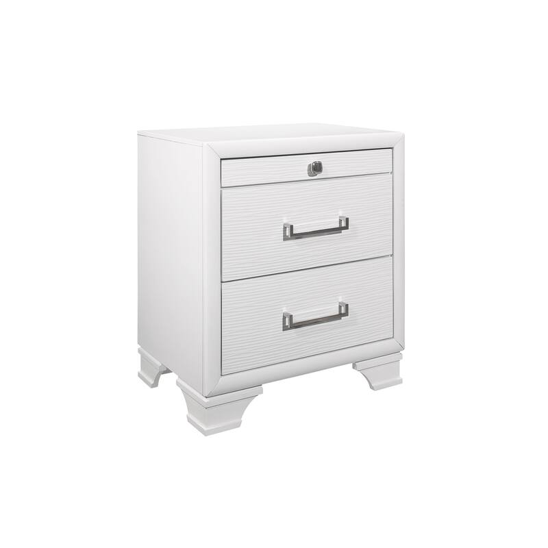White Modern Nightstand with Dovetail Joints and Detachable Feet