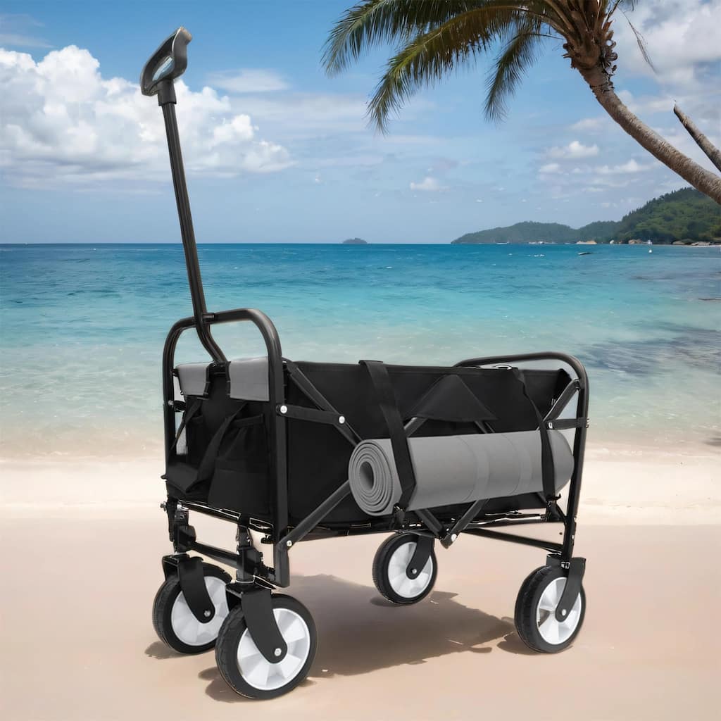 Foldable Wagon with Straps, Beach & Utility Cart, 225lb Capacity