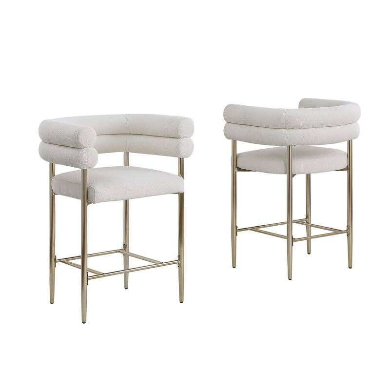 Best Quality Furniture Teddy Faux Fur Upholstered Chairs with Gold Chrome Legs (Set of 2)
