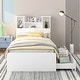 preview thumbnail 4 of 14, Twin Storage Platform Bed with 4 Shelves, 2 Drawers, LED Light, White