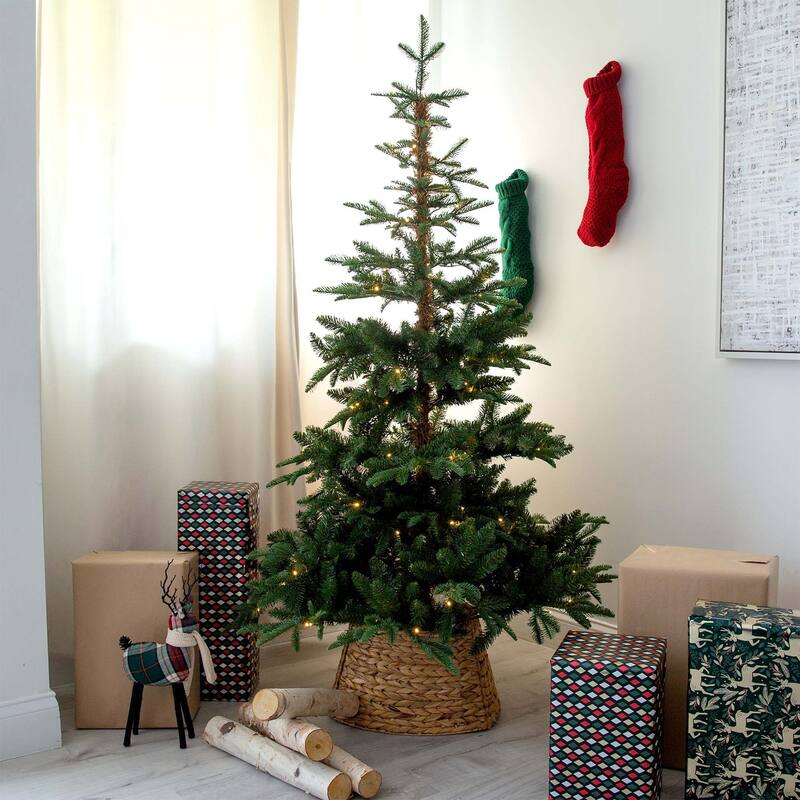 Pre-lit Medium Idaho Mixed Fir Artificial Christmas Tree - 6’ - Warm White LED Lights - 6 Foot