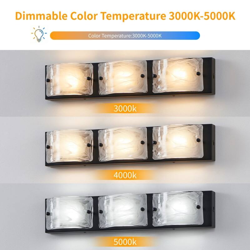 KAWOTI Contemporary LED Bathroom Vanity Light 3 Color Temperatures - W22" x E3" x H4.25"