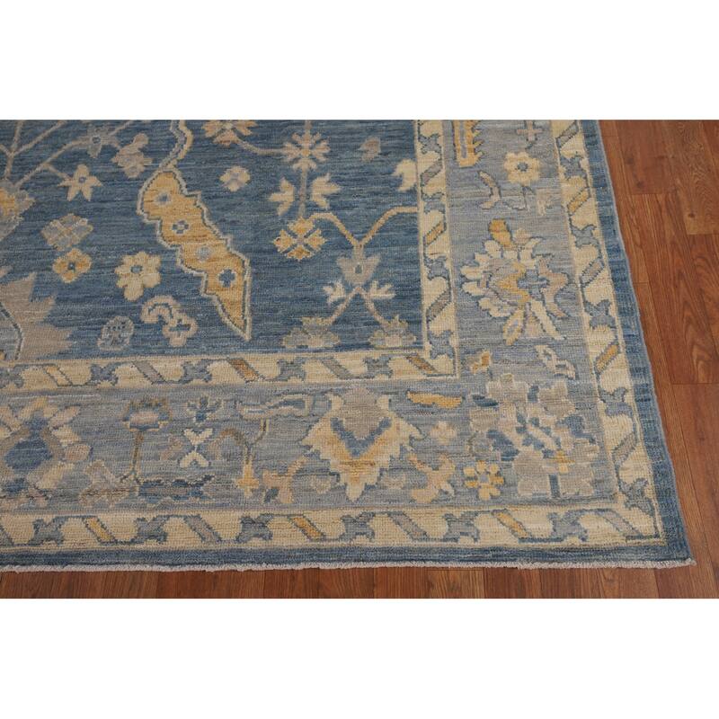 Blue Oushak Vegetable Dye Area Rug Handmade Wool Carpet - 8'2"x 10'0"