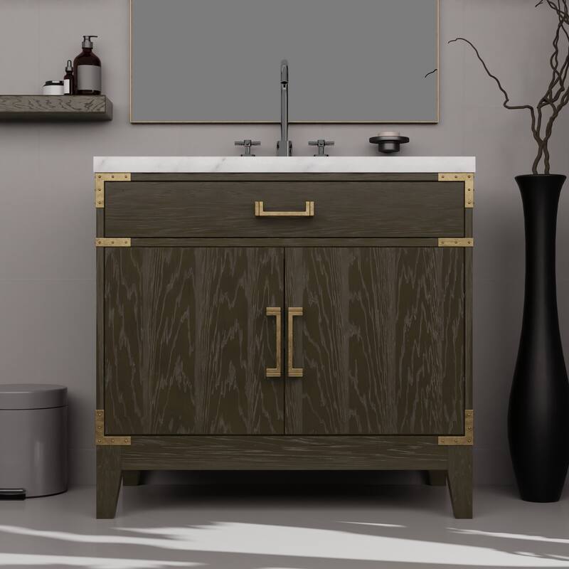 Laurel Bath Vanity Carrara Marble Top, Sink and Faucet
