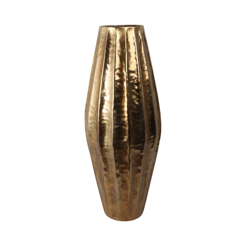 Metal Flower Vase Fluted Design for Home and Office Decor - 45" Gold - Gold/ Metallic - 19" x 19" x 45"