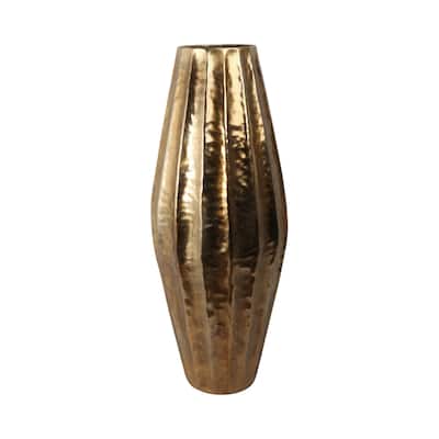 Metal Flower Vase Fluted Design for Home and Office Decor - 45" Gold