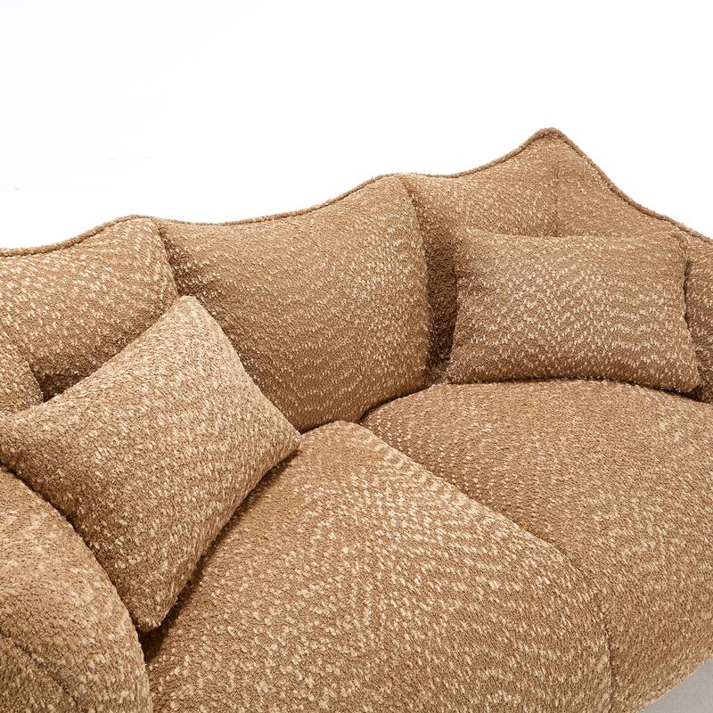 73.2" Chenille Oversized Beanbag Sofa Chair with High-Resilience Foam, Armrests and Handles