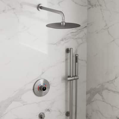 GRANDJOY 10" Wall-Mounted Shower Head System and Handheld Shower with Sliding Bar