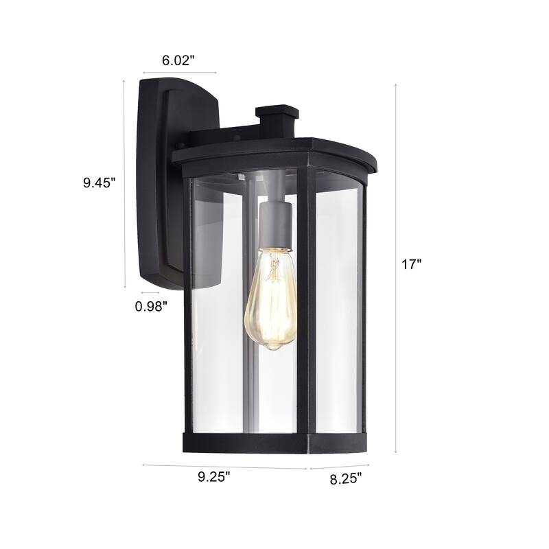 1-light Textured Black Outdoor Wall Lantern