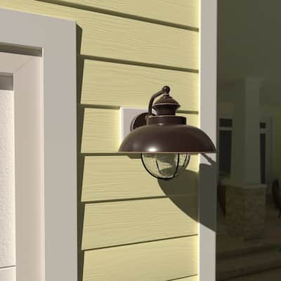 Harwich 1 Light Bronze Coastal Barn Dome Outdoor Wall Lantern Clear Glass - 10-in W x 10.25-in H x 11.5-in D
