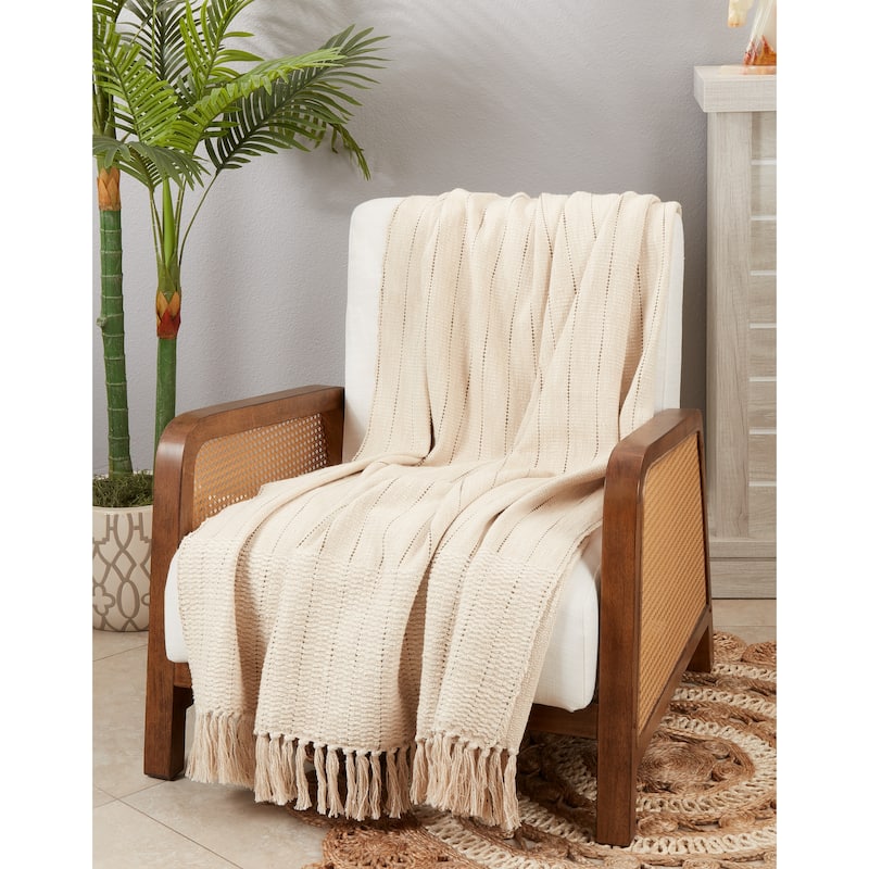 Striped Haven Fringe Throw Blanket