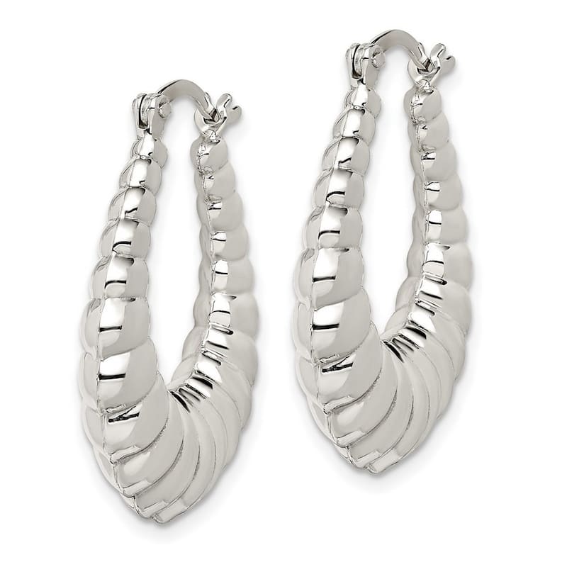 Curata 925 Sterling Silver 31x25mm Creole Shrimp Hoop Earrings