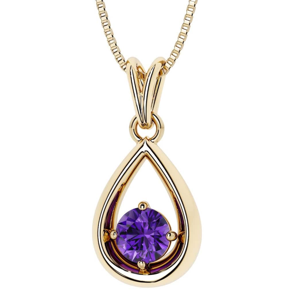 Oravo Teardrop Gemstone Pendant in Yellow Gold Plated Sterling Silver