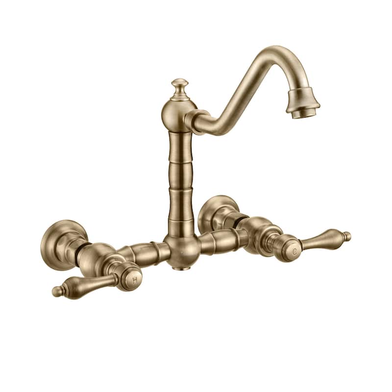 Vintage III Plus Wall Mount Faucet with a Long Traditional Swivel Spout, Lever Handles and Solid Side Spray