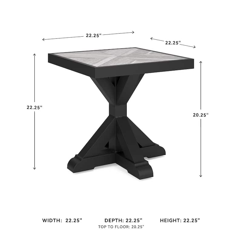 Beachcroft Outdoor Square End Table with Porcelain Top - 22.25" W x 22.25" D x 22.25" H
