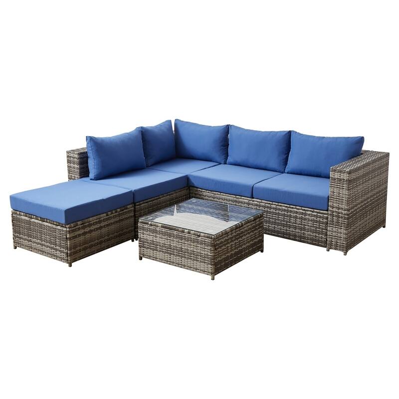 Patio Sofa Set with Cushions, All-Weather Wicker