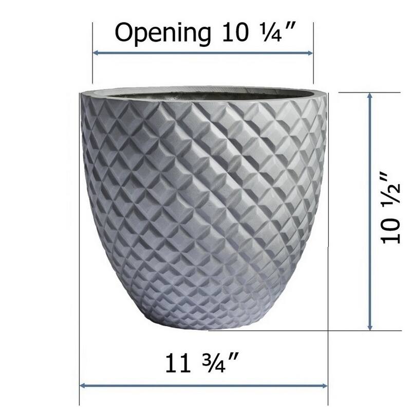 DreamPatio Irvine 1-Piece Fiberstone Pineapple Planter for Indoor/Outdoor - 11 3/4" x 10 1/2" - Grey