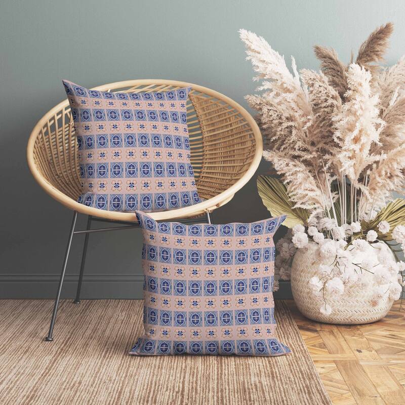 Darbari Dynasty Faux Suede Reversible Throw Pillow Blue and Silver
