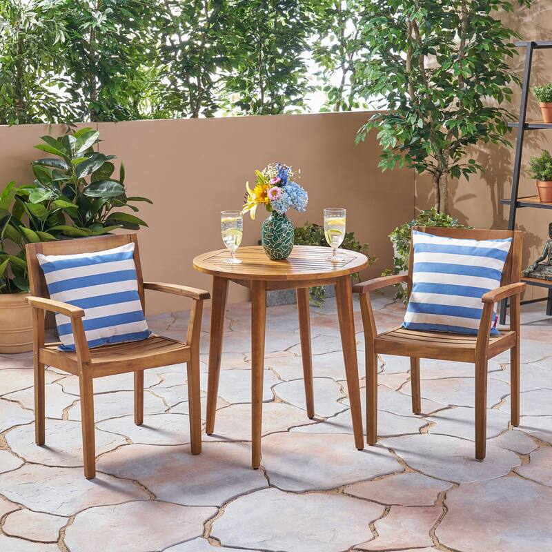 Stamford Acacia Wood Outdoor 3-piece Bistro Set by Christopher Knight Home - Teak